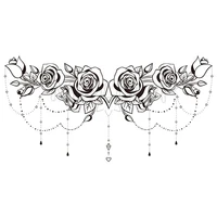 rose flower temporary tattoo stickers diamond love heart necklace chest back fake tatoo makeup breast art for woman girl