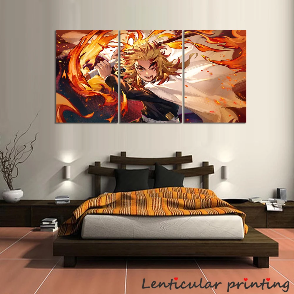 

5/3 Piece Unframed Anime Poster Kyojuro Rengoku Demon Slayer Wall Painting Home Decor Gift Manga Art