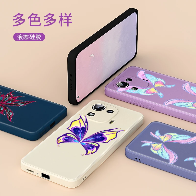 

Cartoon Butterfly Cute For Xiaomi Mi 11 Ultra 10T 10S 9 5G Pro Lite Youth Mix 4 Liquid Silicone Soft Cover Phone Case