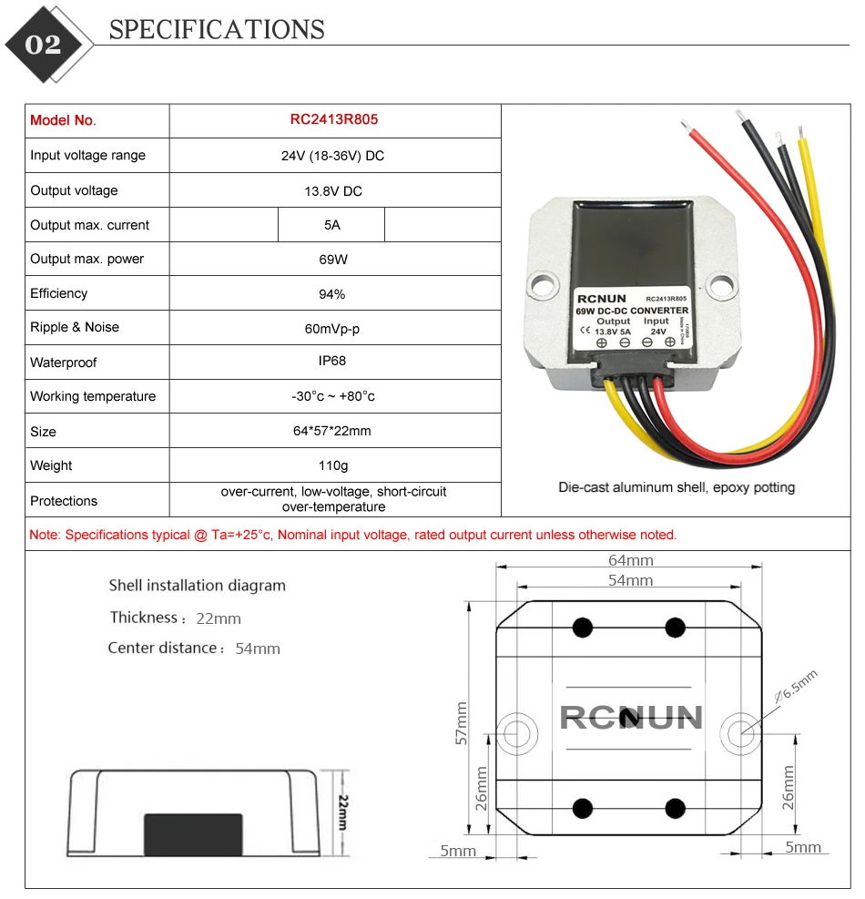 24V до 13,8 V 5A 10A 15A 20A 30A 40A 50A 60A 80A 100A Вт конвертер постоянного/переменного тока для ступенчатого понижения понижающий стабилизатор напряжения для автомобиля грузовик