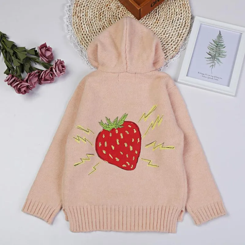 

Korean Kids Girl Pullover Sweaters 2020 Spring New Lovely Strawberry Knitted Tops 2-7Yrs Fashion Girls Sweaters Toddler Clothes