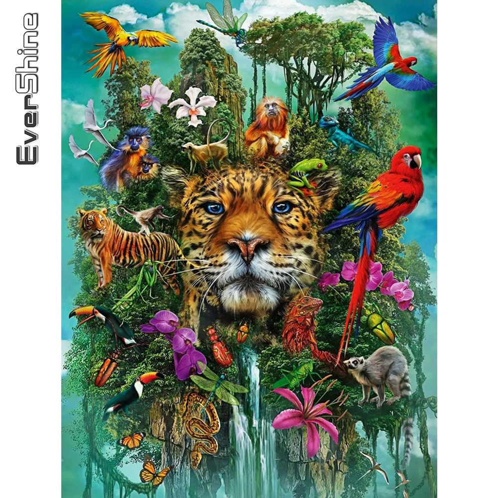 

Evershine 5D алмазная вышивка леопард DIY алмазная живопись животные Фотообои Стразы искусство зоопарк украшение для дома