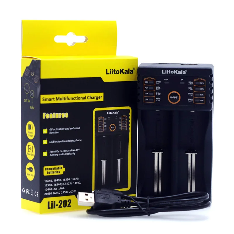 Зарядное устройство Liitokala Lii-202 18650 1 2 в 3 7 85 В AA 26650 10440 14500 16340 умное зарядное для