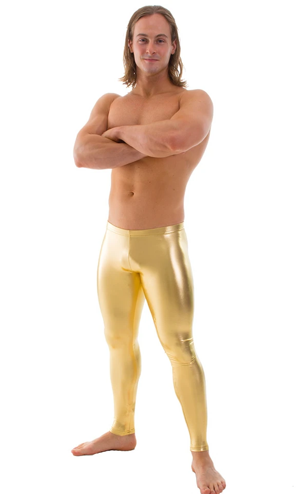 ICOSTUMES Adults Shiny Metallic Workout Pants Low Waisted Exercise Leggings Stage Performance Show Trousers
