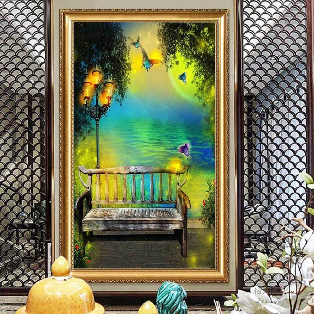 Полный Круглый Алмаз живопись пейзаж 5D мозаика Алмазная вышивка Звездное небо Diy