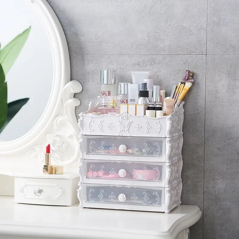 

Make Up Organizer Plastic Cosmetic Drawer Nail Polish Lipstick Desktop Office Storage Box Storage Business Card Case Home Bins