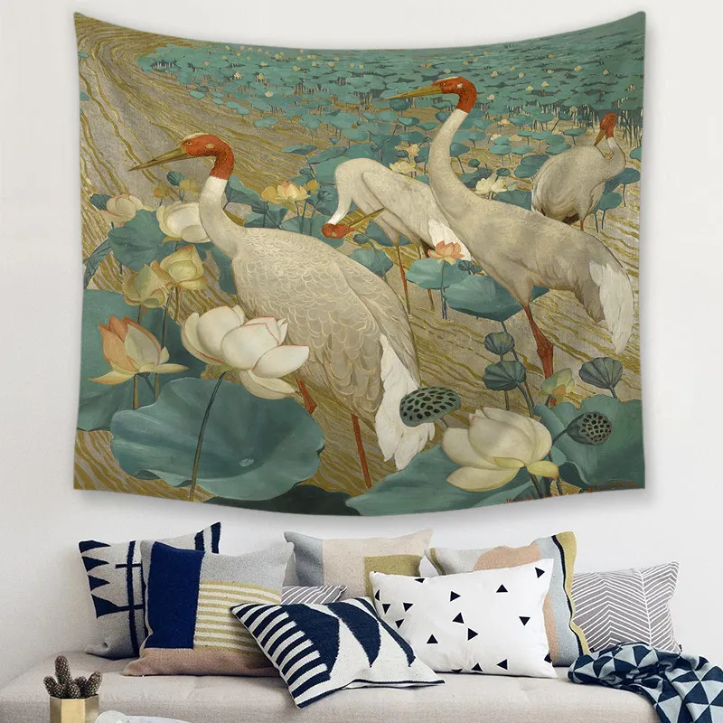 С принтом птицы полиэстер настенный гобелен комнаты Декоративные стены ковер