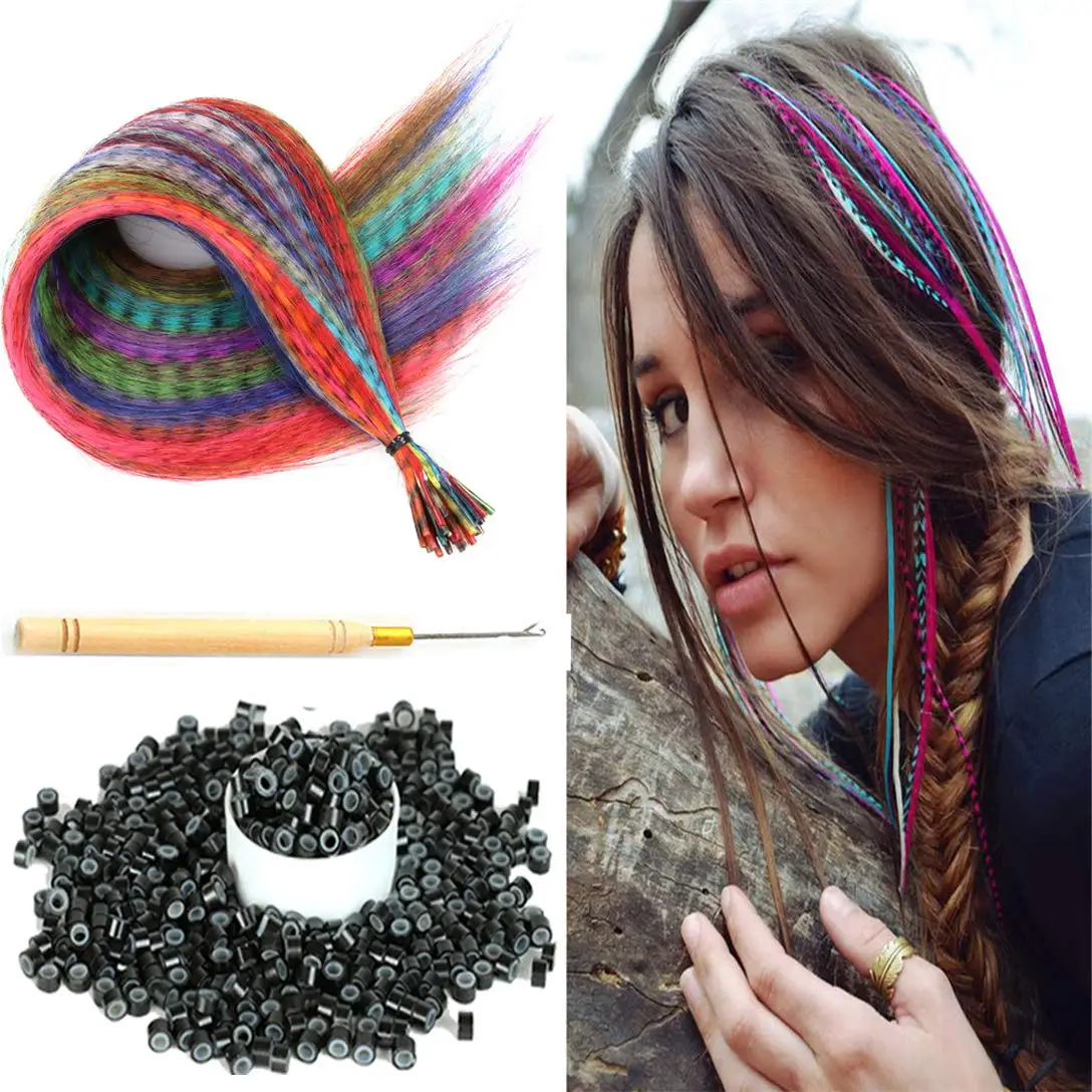

Colored Strands for Hair Feather Extension 10 Pieces I Tip Synthetic Hairpiece Fake Hair Zebra Line Feather Hair Extensions