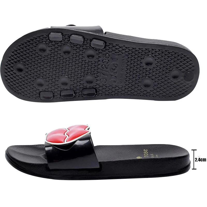 Прямая поставка женские летние шлепанцы с мягкой подошвой пляжные милыми губами