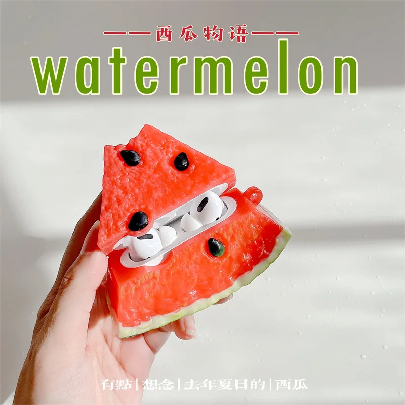 

Spoof Realistic Watermelon AirPods 1 2 3 Pro Case Cover iPhone Bluetooth Earbuds Accessories Airpod Case Air Pods Case