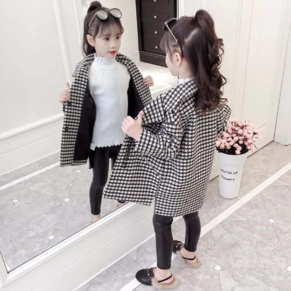 2020 детские куртки для девочек зимнее шерстяное длинное пальто