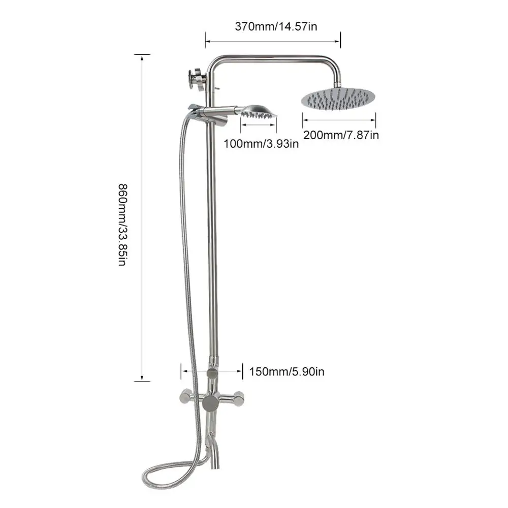 Смеситель душевой ручной из нержавеющей стали 304 дюйма|Душевая система| |