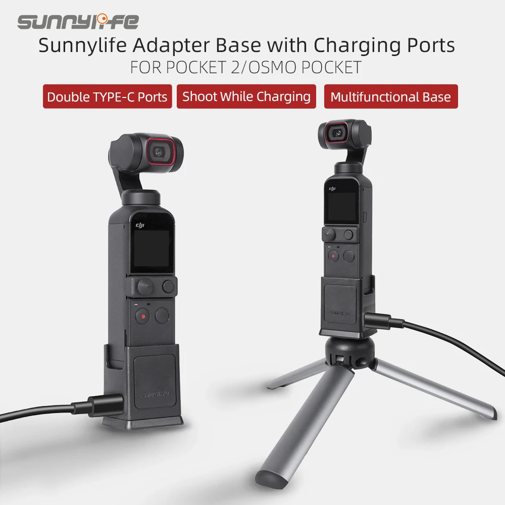 DJI Pocket 2 Adapter Base with Charging Ports 1/4in Screw Hole Connector for 2/Osmo Handheld Gimbal Accessory | Электроника