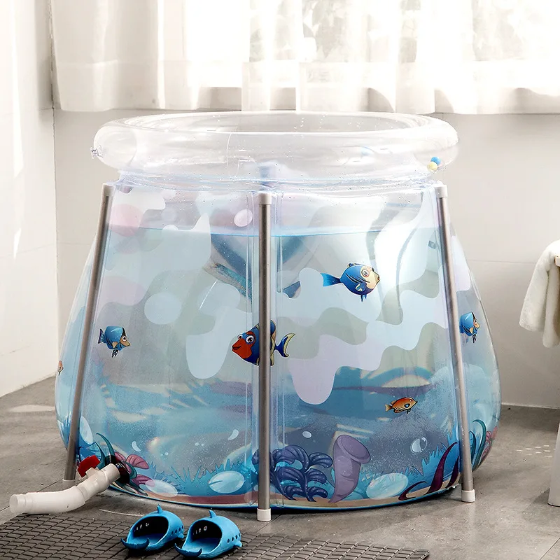 Надувная Детская ванна складной детский бассейн с кольцом для купания |