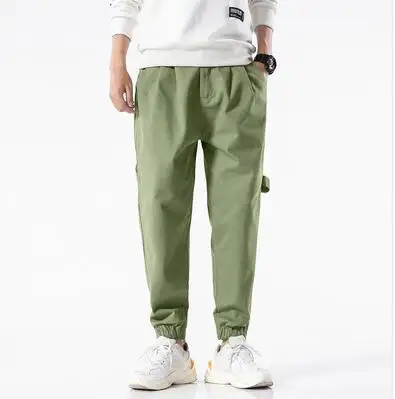 Military Green Zongke однотонные карго Мужские штаны для бега брюки мужские штаны уличная тренировочные штаны-шаровары штаны, мужские брюки 5XL хип хоп осень - Цвет: Military Green