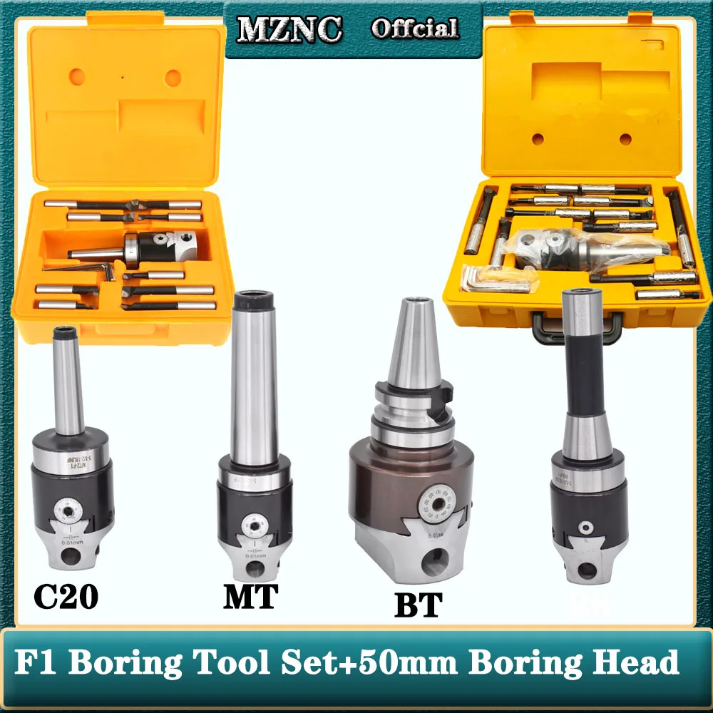 a set MT2 MT3 MT4 C20 C25 BT30 BT40 NT30 NT40 R8 M10 M12 M16 + F1 2 inch 50 Boring head 12mm Boring Bar For Milling Machine Tool