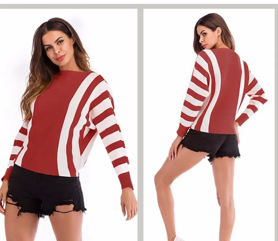 

Fashion Knitted Casual Pullover Pull Femme Autumn Winter Sweater Women Loose Jumper Zebra Striped Pullover Sweater For Girls