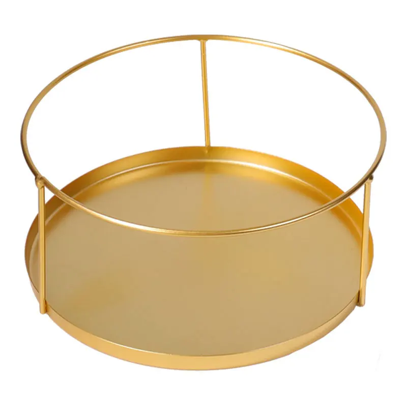 

Creative round single-layer iron tray fruit tray girl desktop cosmetic finishing box metal jewelry storage tray