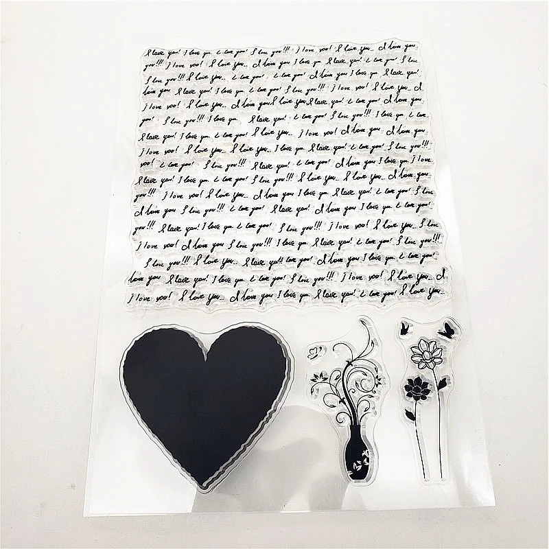 Прозрачные штампы с надписью Love Words силиконовые 11x16 см ТПР роликовые для