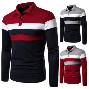 Cotton Fashion Autumn Men Long Sleeve T-Shirt Three Colors Stitching Tops Matching Street Casual