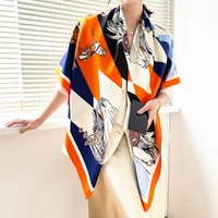 new geometry scarf oversized scarves large square shawl 130130cm women horse hat twill silk shawl lady gifts present