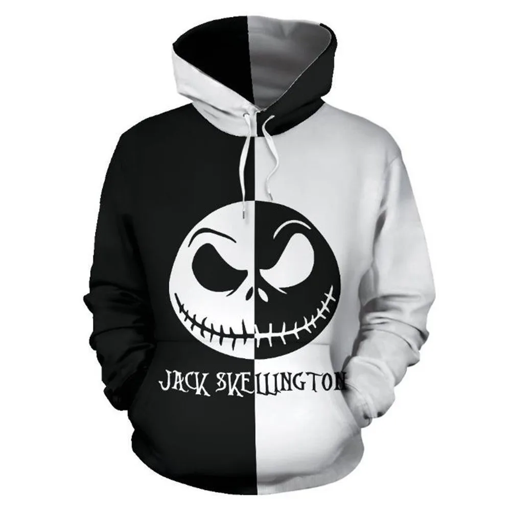 

New Animation Hoodie Nightmare Before Christmas 3D Tops Cosplay Anime Ugly Printed Unisex Pullover Halloween Leisure Hoodie