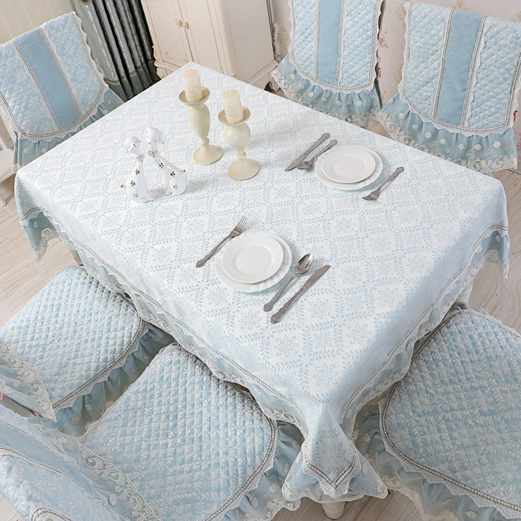 Пасторальный цветочный кружевной стол атласный чехол для стула набор подушек
