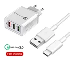 USB зарядное устройство Quick Charge 3,0 Быстрая Зарядка адаптер питания зарядное устройство для Xiaomi mi-8 9 SE 10 Lite A2 A3 Redmi 9A 9C 8A USB C кабели