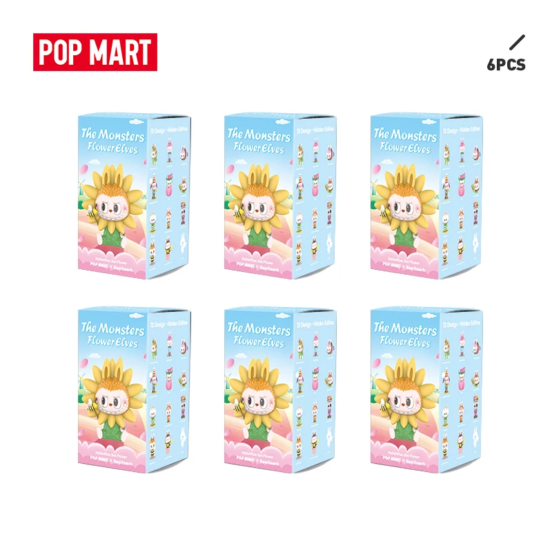 

POP MART 6PCS Sale Promotion The Monsters Flower Elves series animal Toys figure Action Figure blind box Birthday Gift Kid Toy