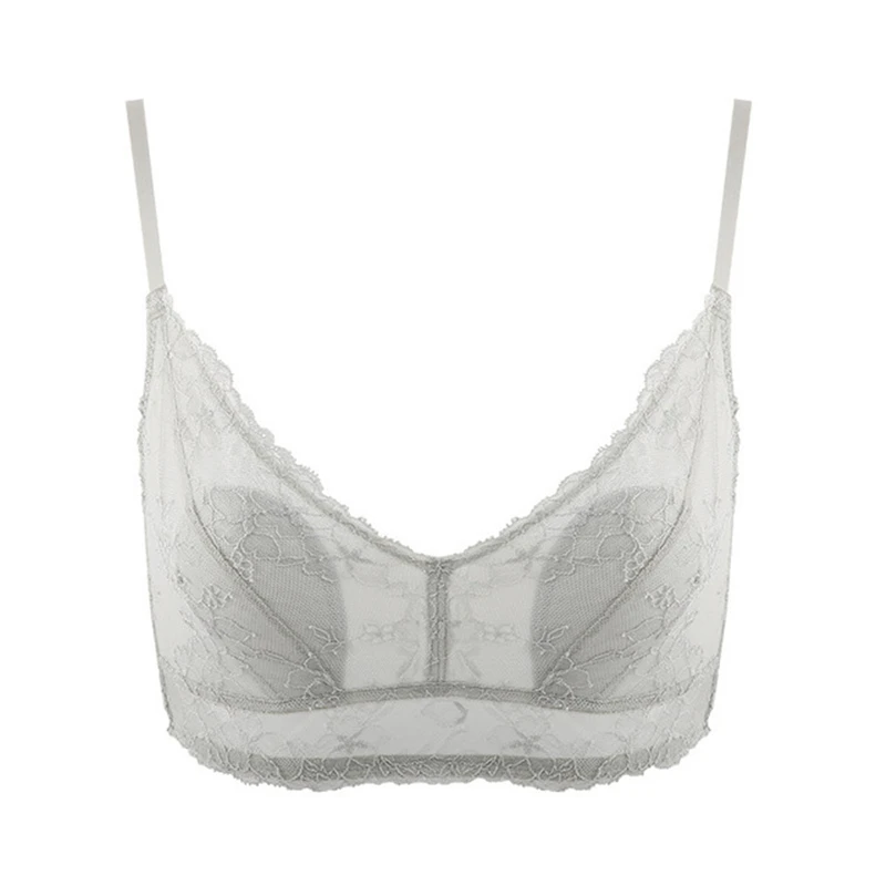 

DELFINE French Lace Gathering Ladies Underwear Women Thin Big Breasts Show Small Bra Bra Women
