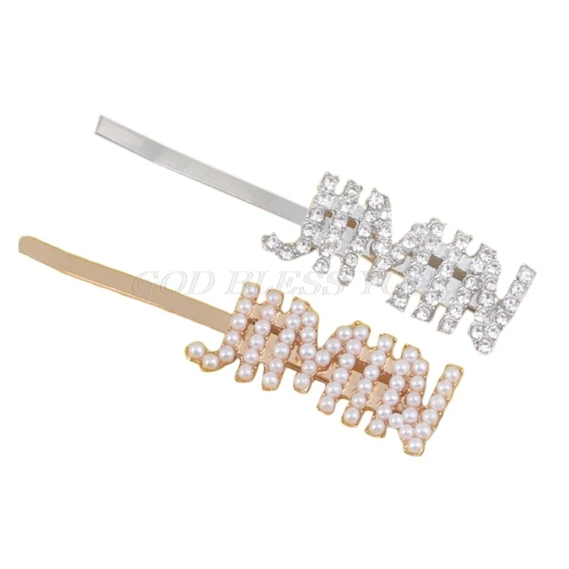 C Женские металлические буквы Bobby Pins Kpop имя членов имитация жемчужины, горный хрусталь для волос зажим для поддержки болельщиков декоративные заколки - Цвет: C