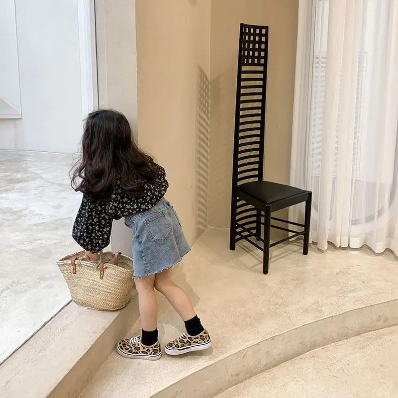 Летняя Корейская джинсовая юбка трапециевидная рваная одежда для маленьких