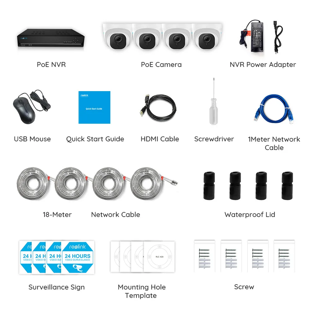 

Reolink Ip Camera Set 8ch PoE NVR & 5MP Security Camera Outdoor Dome Camera HD Video audio Surveillance Kit RLK8-520D4