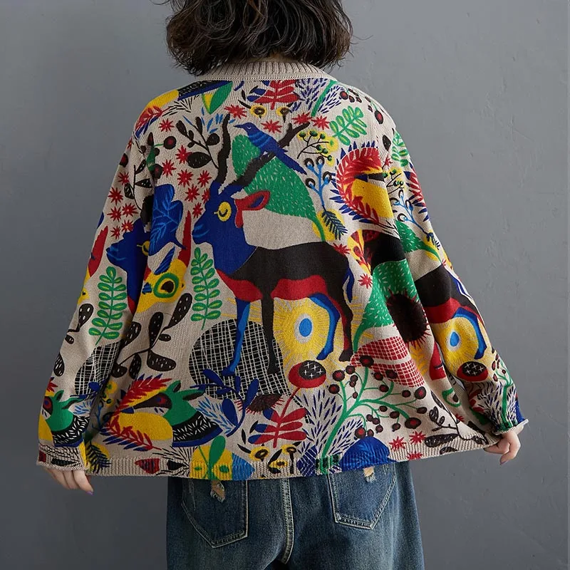 Big Size Knitting Sweater Women Vintage Christmas Long Sleeve Autumn Winter Fashion Knit Pullovers Loose Tops 2019 4XL | Женская одежда