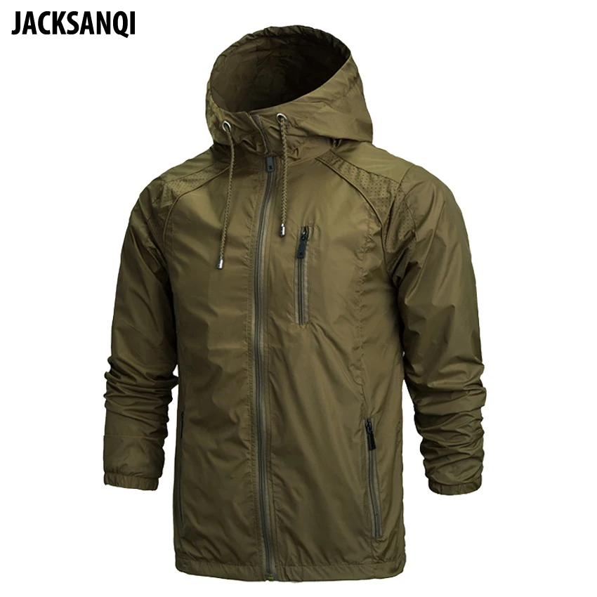 Куртка JACKSANQ мужская с капюшоном тонкая спортивная ветровка пальто для отдыха на