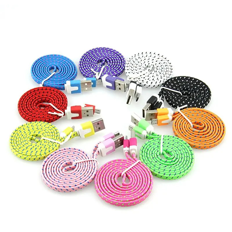 Кабель с тканевой оплеткой для синхронизации данных 1 м 2 3 плоский кабель Micro 5pin Usb