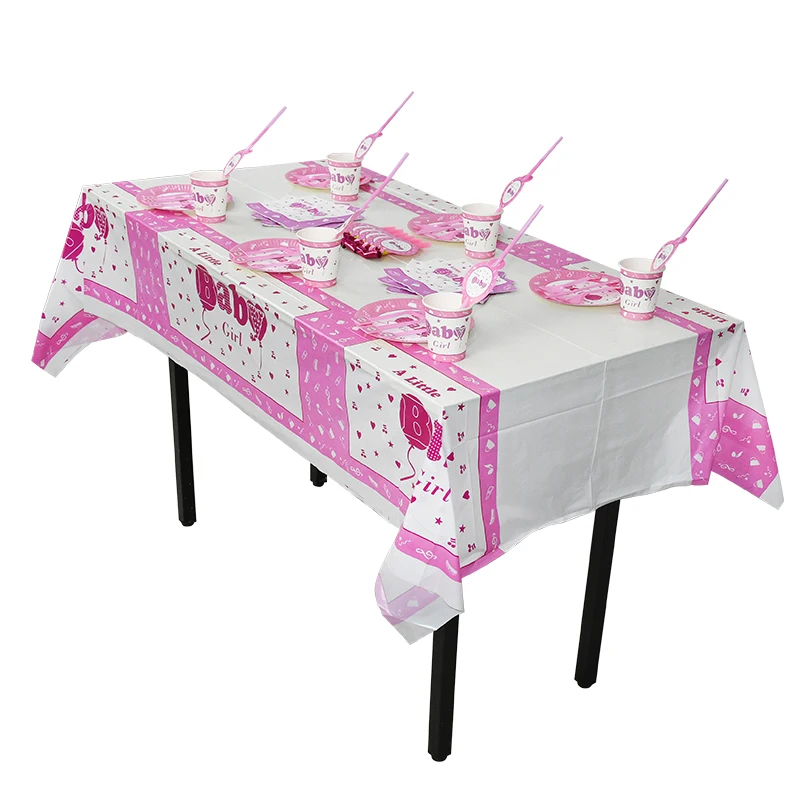 Boy or Girl Baby Shower Disposable Tableware Gender Reveal Cup Plate Napkin Tablecloth Garland Birthday Party Decoration