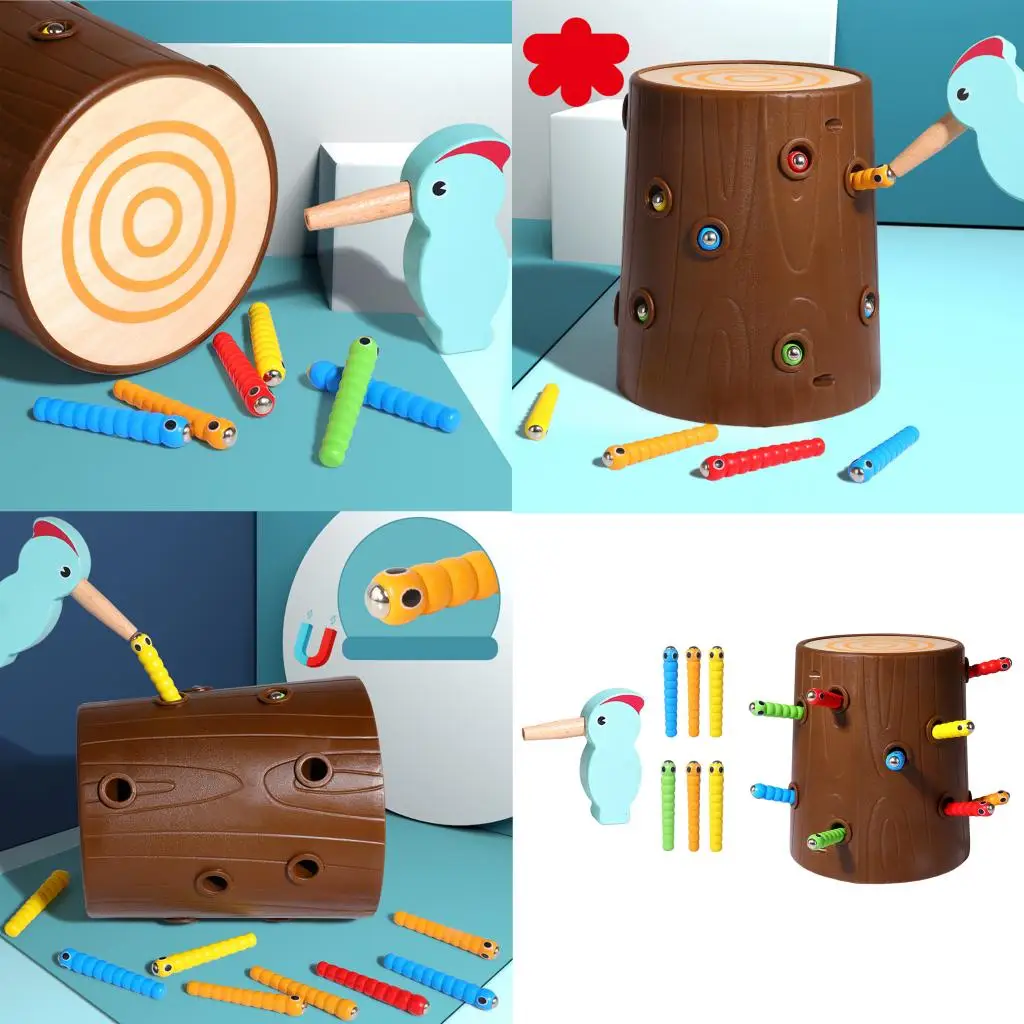 

Preschool Woodpecker Catch Bugs Game Playset Kids Early Educational Toy Kit