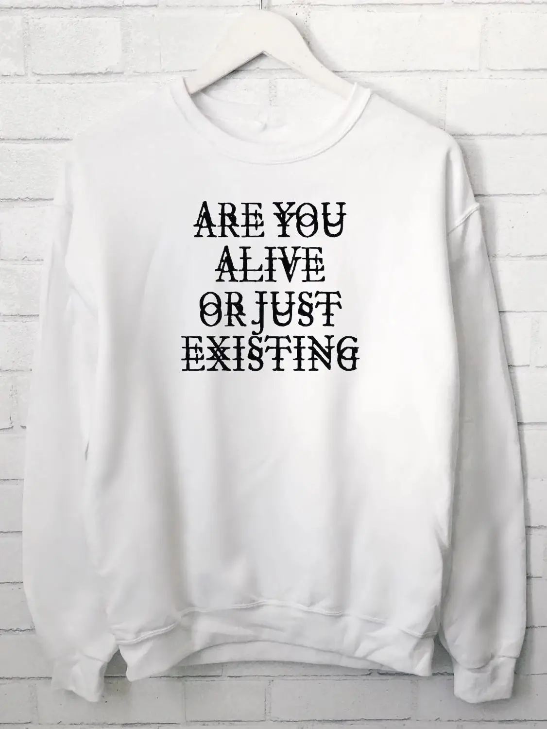 Вы живы или просто имеющийся свитер Женская мода гранж 100% хлопок искусство tumblr