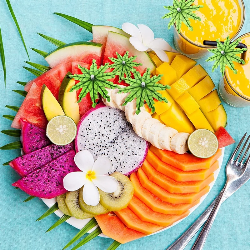 10 шт. тропическая Кокосовая пальма бумажный зонт Коктейльные фруктовые