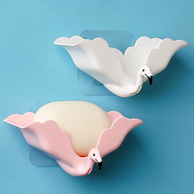 

Фламинго мыльница держать мыло отдавать в химчистку душ мыло Saver лоток Пластик клей Слива держатель губки для ванной Аксессуары