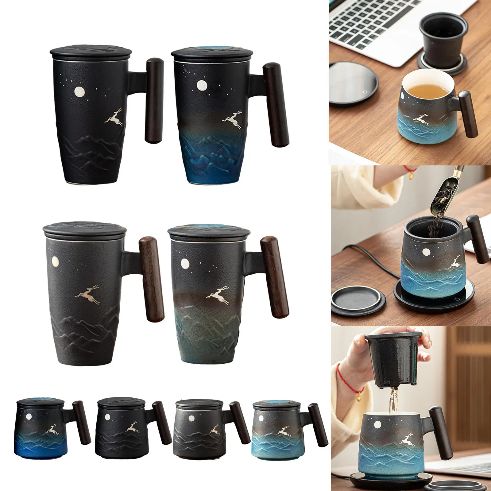 

Creative Coffee Cup Drinkware Handmade Art And Lid for Women Men Gifts