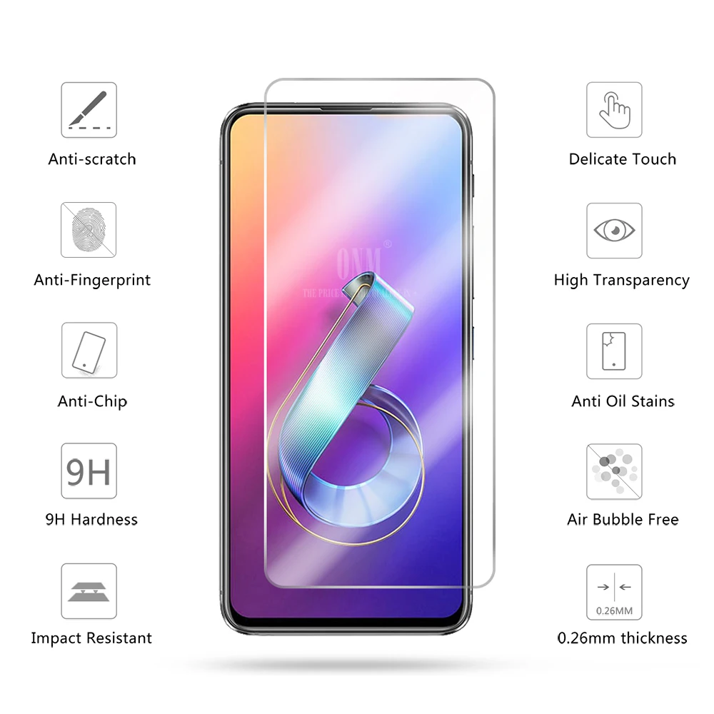 2Pcs Tempered Glass For ASUS ZENFONE 6 ZS630KL Screen Protector ZENFONE 6 ZS630KL Protective Glass Film