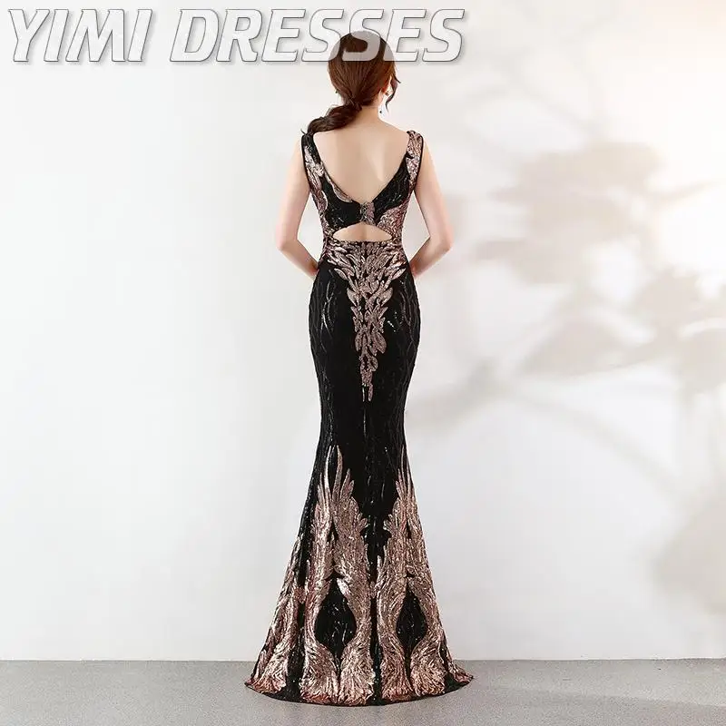 Gold V-neck Sequin Formal Evening Gown Mermaid Dress Long Robe De Soiree Abendkleider Party For Women | Свадьбы и торжества