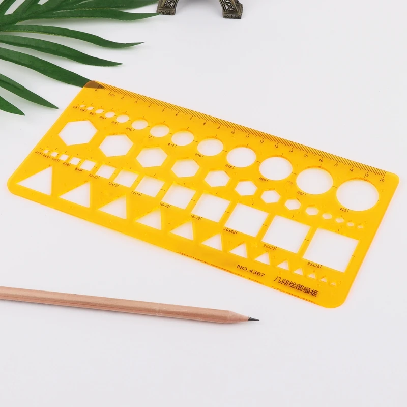 

K Resin Circles Squares Triangle Geometric Template Ruler Stencil Measuring Tool