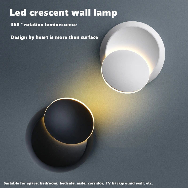 

Современная креативная прикроватная лампа для спальни с поворотом на 360 градусов, для гостиной, лестницы, коридора, светодиодная настенная ...