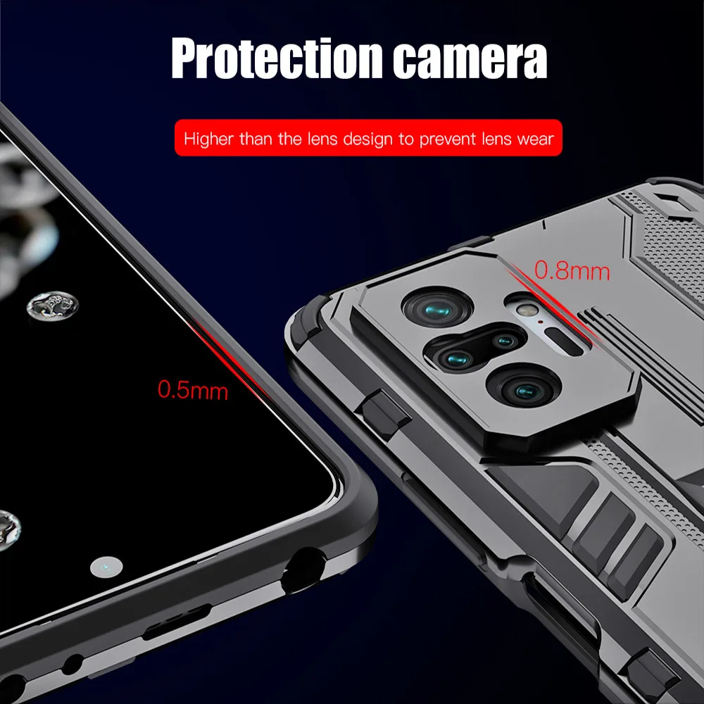 KEYSION Shockproof  Case For Redmi Note 10 Pro 11 10S 9 K40 Stand Phone Cover for Xiaomi 11T Pro Mi 11 Lite POCO M4 M3 Pro 5G F3