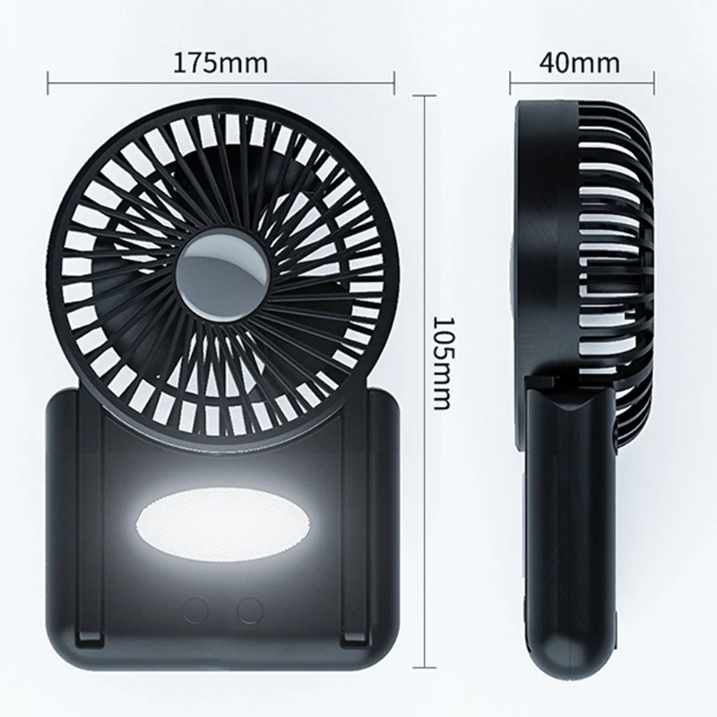 

Mini Silent Handheld Fan LED Night Light Fan Desktop Folding Small Electric Fan Portable Fan