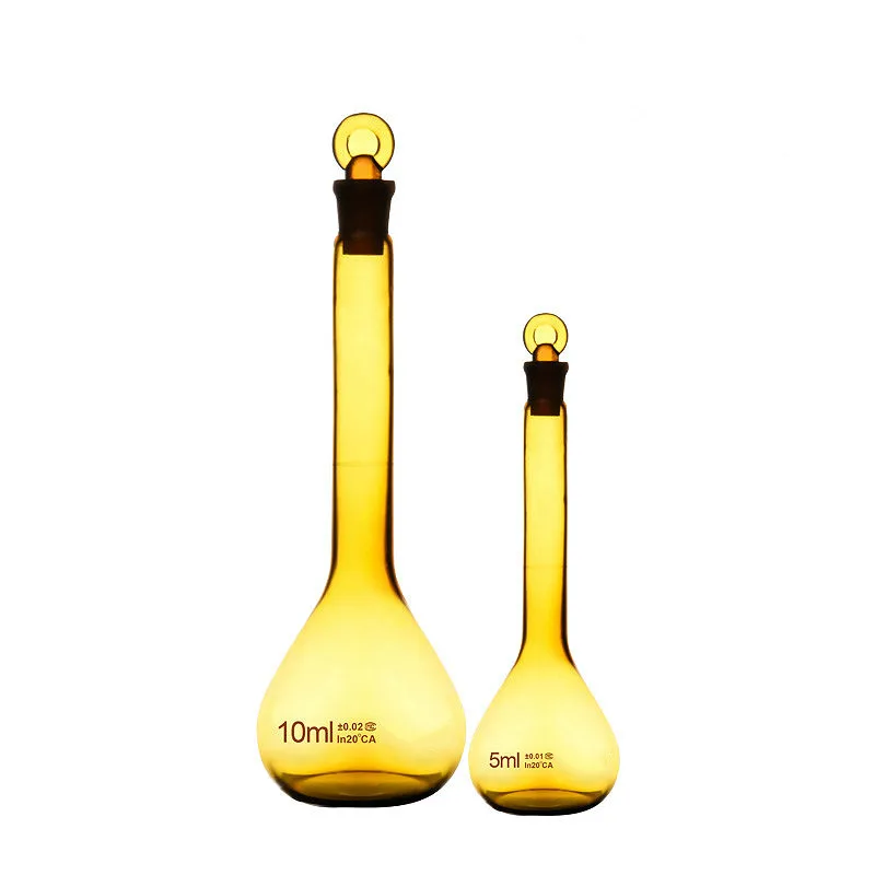 Glass Volumetric Flask Brown Container Bottle Amber With Plug 1 2 5 10 20 25 50 100mL Grade A Quality / PK | Канцтовары для офиса