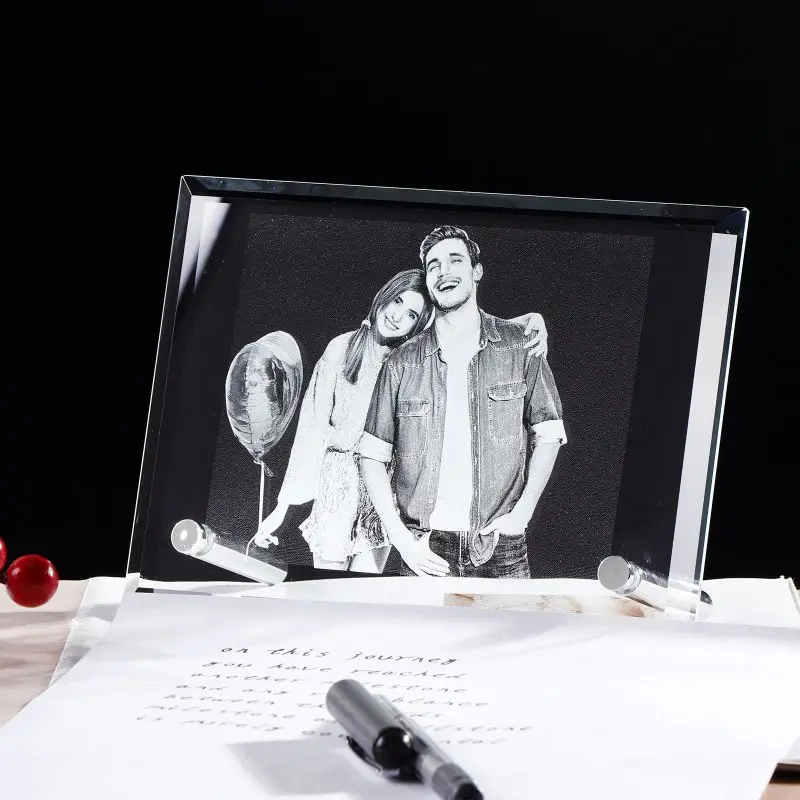 Стеклянная 2D лазерная гравировка фоторамка индивидуальный фотоальбом подарок